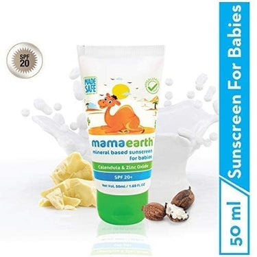 Mamaearth Mineral Based Sunscreen - 50Ml | Infused With Calendula & Zinc Oxide | Protects Against Uv Rays With Spf 20, Deeply Nourishes & Soothes Skin, Sensitive